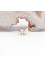 BVLA French Kiss with CZ 16g Threaded Ends in 14k Gold