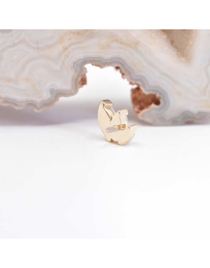 BVLA French Kiss with CZ 16g Threaded Ends in 14k Gold