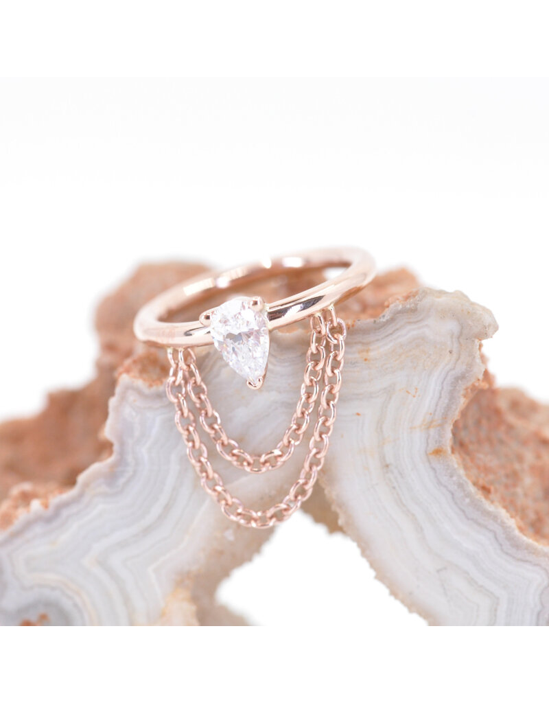 BVLA  16g 3/8" Call me! with CZ 14k Gold Seam Rings by BVLA