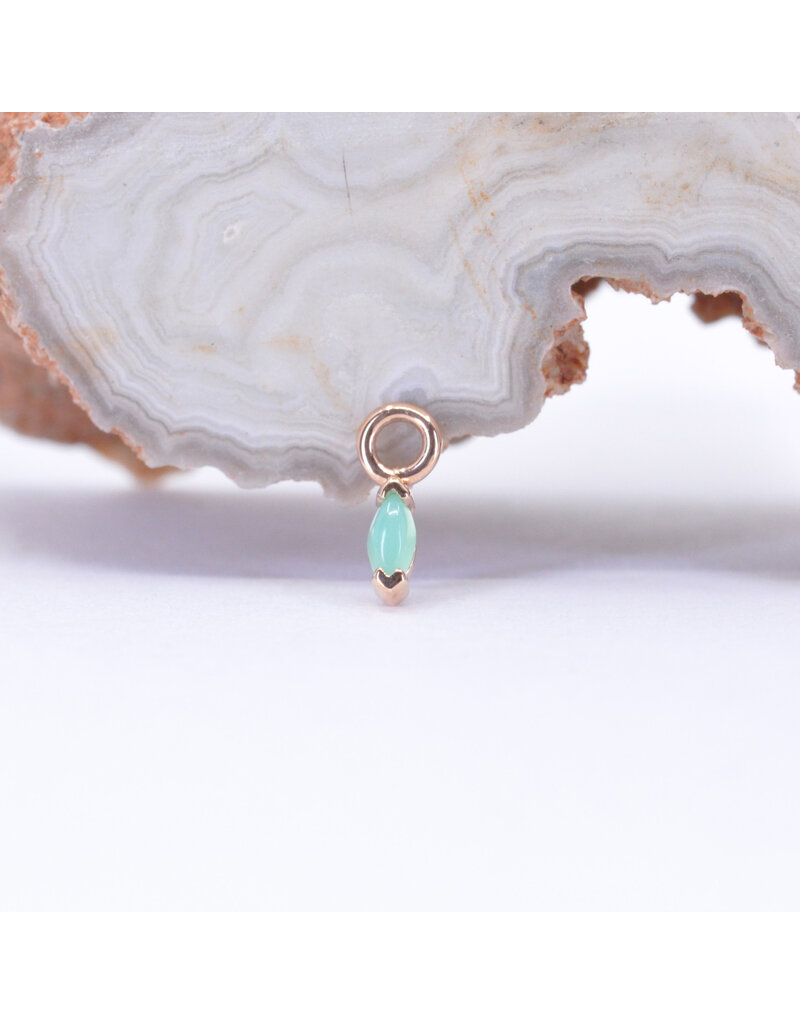 BVLA 3x1.5mm Marquise V Prong with Chrysoprase Cabochon Charms in 14k Rose Gold by BVLA