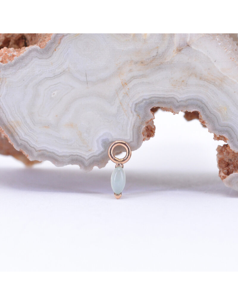 BVLA 3x1.5mm Marquise V Prong with Chrysoprase Cabochon Charms in 14k Rose Gold by BVLA