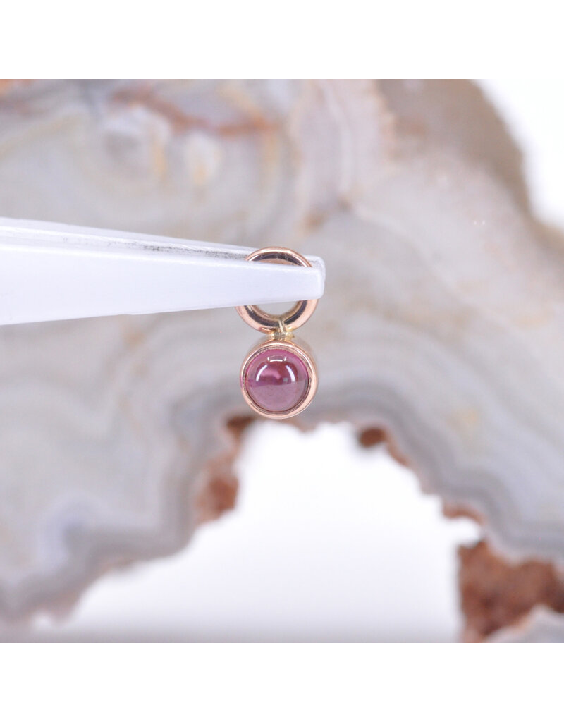 BVLA 2mm Bezel Charm with Rhodolite Garnet Cabochon in 14k Rose Gold by BVLA