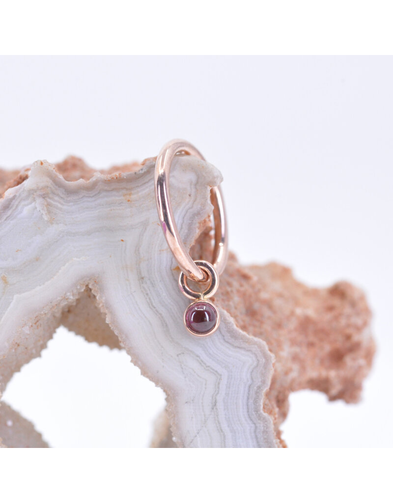 BVLA 2mm Bezel Charm with Rhodolite Garnet Cabochon in 14k Rose Gold by BVLA