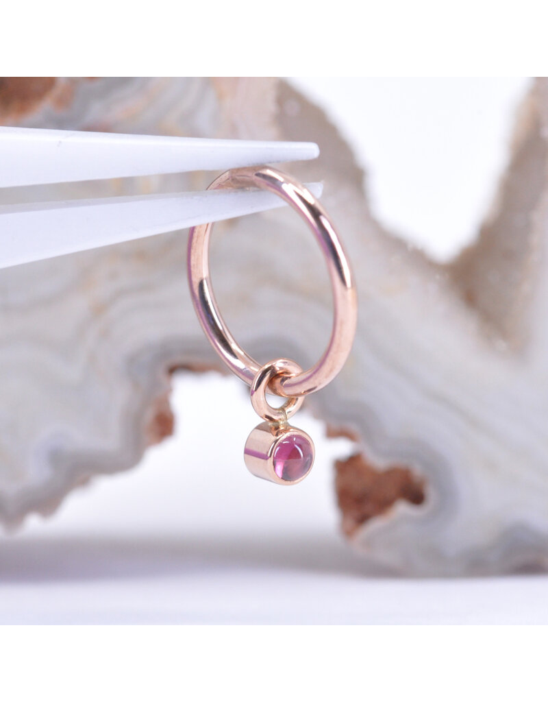 BVLA 2mm Bezel Charm with Rhodolite Garnet Cabochon in 14k Rose Gold by BVLA