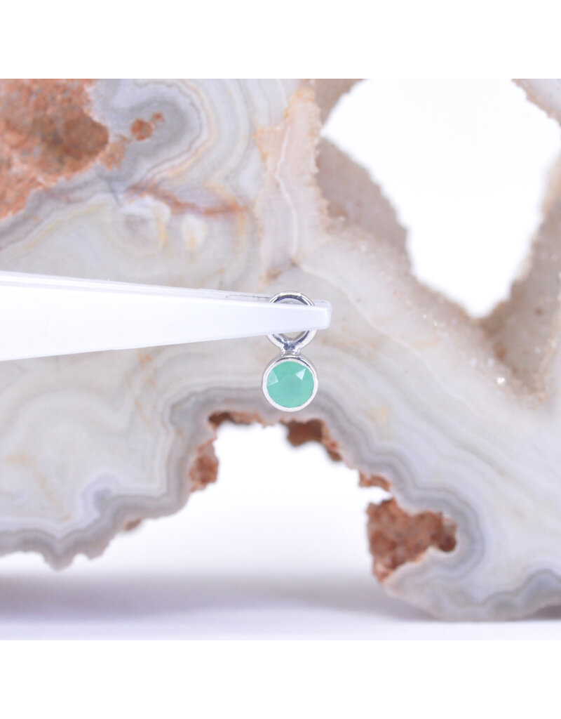 BVLA 2mm Bezel Charm with Faceted Chrysoprase in 14k White Gold by BVLA