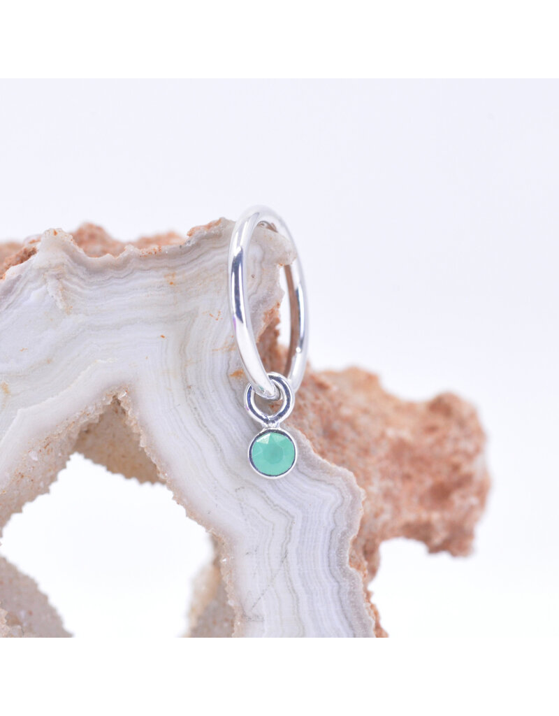 BVLA 2mm Bezel Charm with Faceted Chrysoprase in 14k White Gold by BVLA