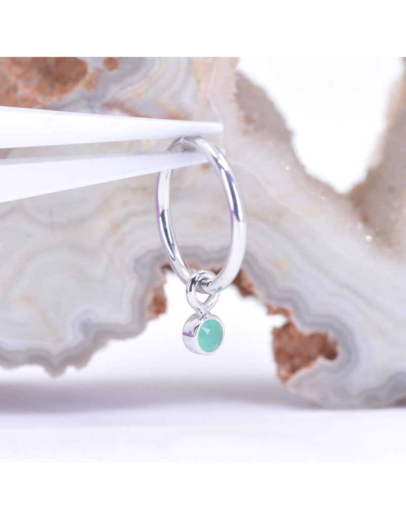 BVLA 2mm Bezel Charm with Faceted Chrysoprase in 14k White Gold by BVLA