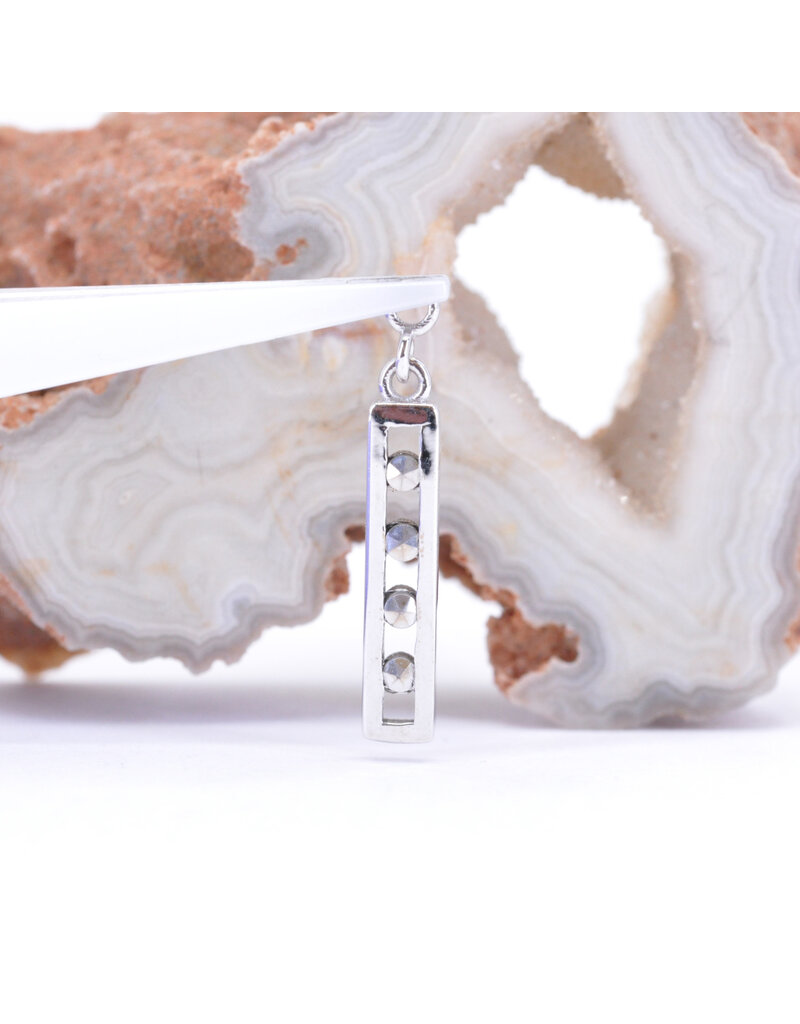 BVLA Bar Four Charm with Marcasite  in 14k White Gold by BVLA