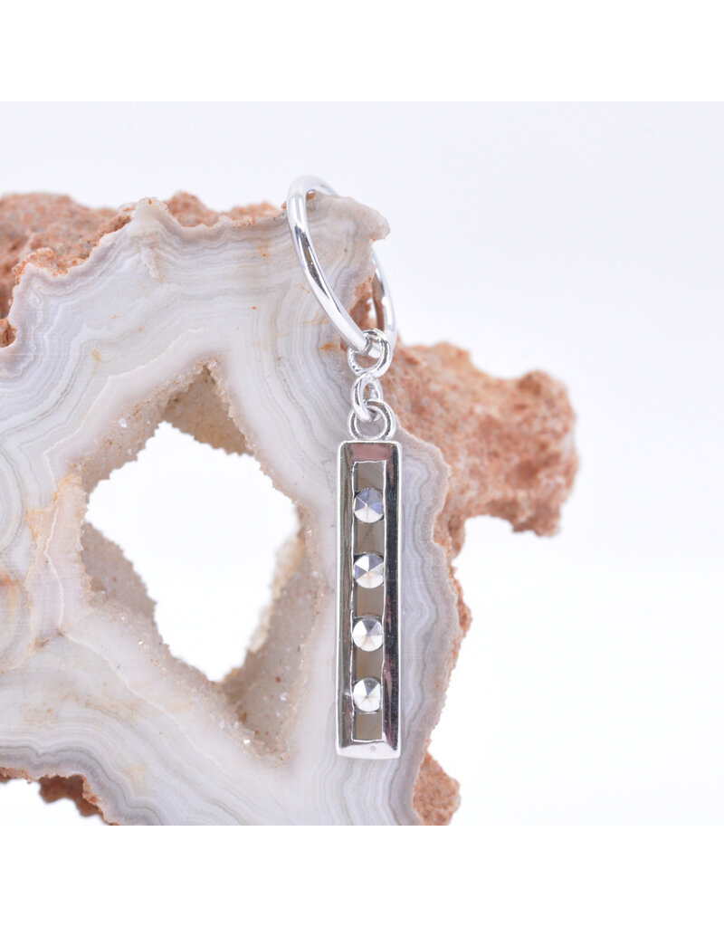 BVLA Bar Four Charm with Marcasite  in 14k White Gold by BVLA
