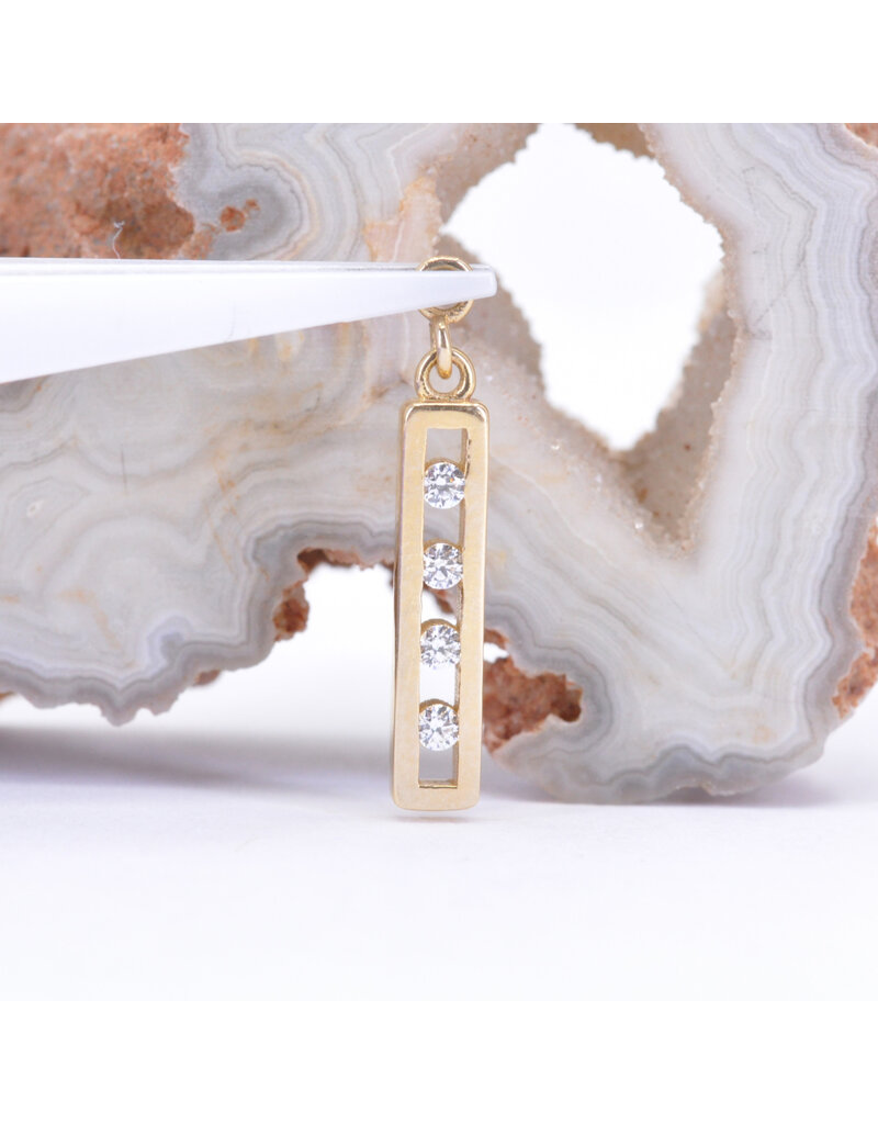 BVLA Bar Four Charm with CZ in 14k Yellow Gold by BVLA