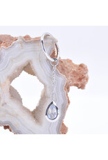 BVLA Teardrop Bezel Charm on 6mm Miranda Chain with 5x3mm Faceted Rainbow Moonstone in 14k White Gold by BVLA