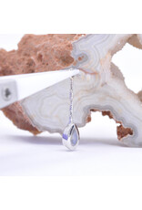 BVLA Teardrop Bezel Charm on 6mm Miranda Chain with 5x3mm Faceted Rainbow Moonstone in 14k White Gold by BVLA