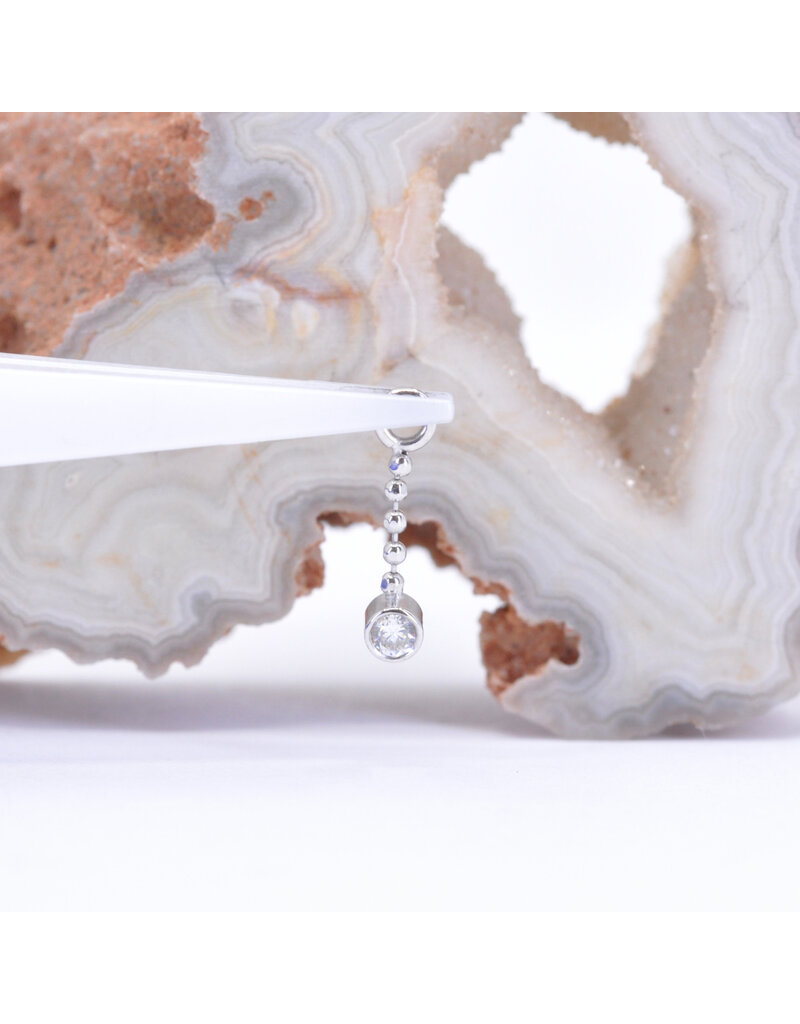 BVLA Comet 2mm Bezel Charm on 6mm Diamond Cut Bead Chain with CZ in 14k Gold by BVLA