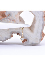 BVLA Comet 2mm Bezel Charm on 6mm Diamond Cut Bead Chain with CZ in 14k Gold by BVLA