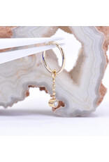 BVLA Comet 2mm Bezel Charm on 6mm Diamond Cut Bead Chain with CZ in 14k Gold by BVLA