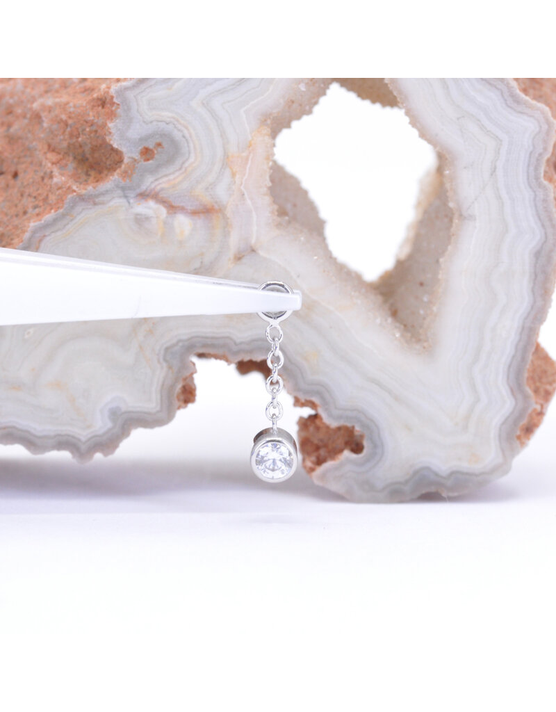 BVLA 2.5mm Bezel Dangle Charm on 6mm Delicate Chain with CZ in 14k Gold by BVLA
