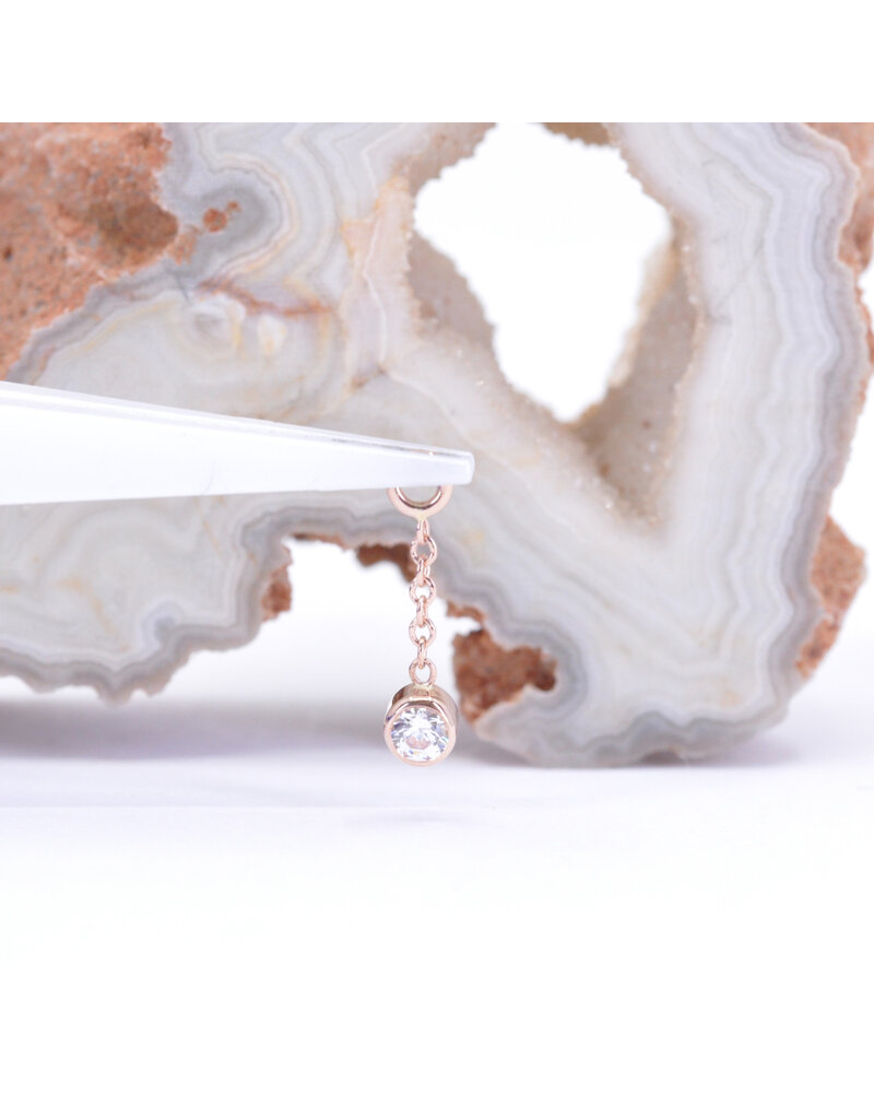 BVLA 2.5mm Bezel Dangle Charm on 6mm Delicate Chain with CZ in 14k Gold by BVLA