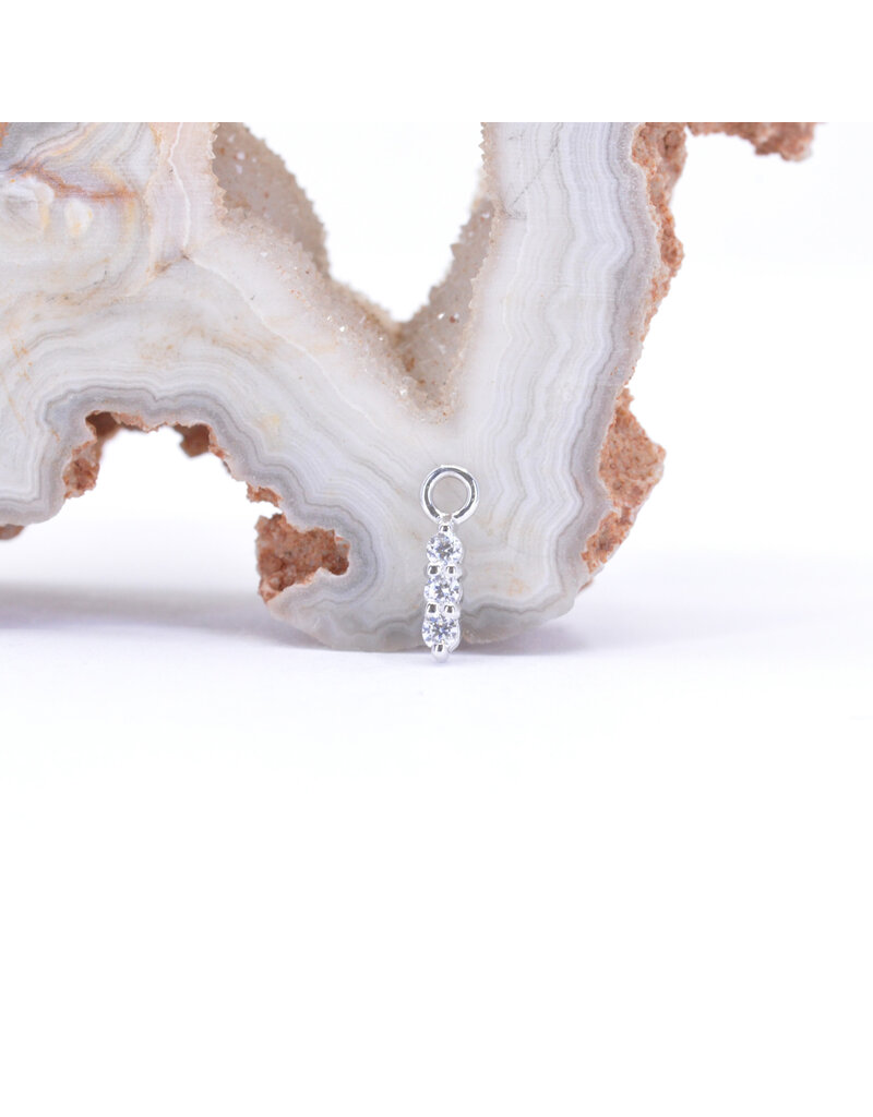 BVLA Linear Tri Prong Charms with CZ in 14k Gold by BVLA