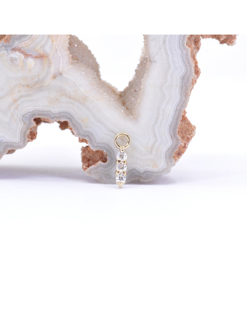 BVLA Linear Tri Prong Charms with CZ in 14k Gold by BVLA