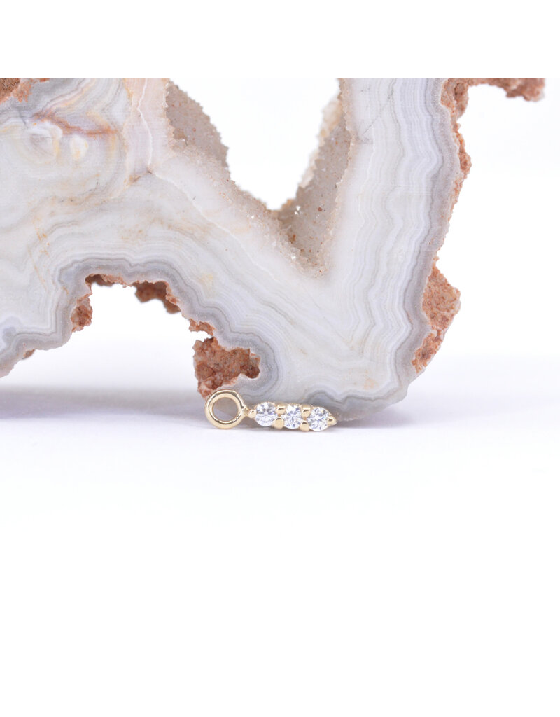 BVLA Linear Tri Prong Charms with CZ in 14k Gold by BVLA