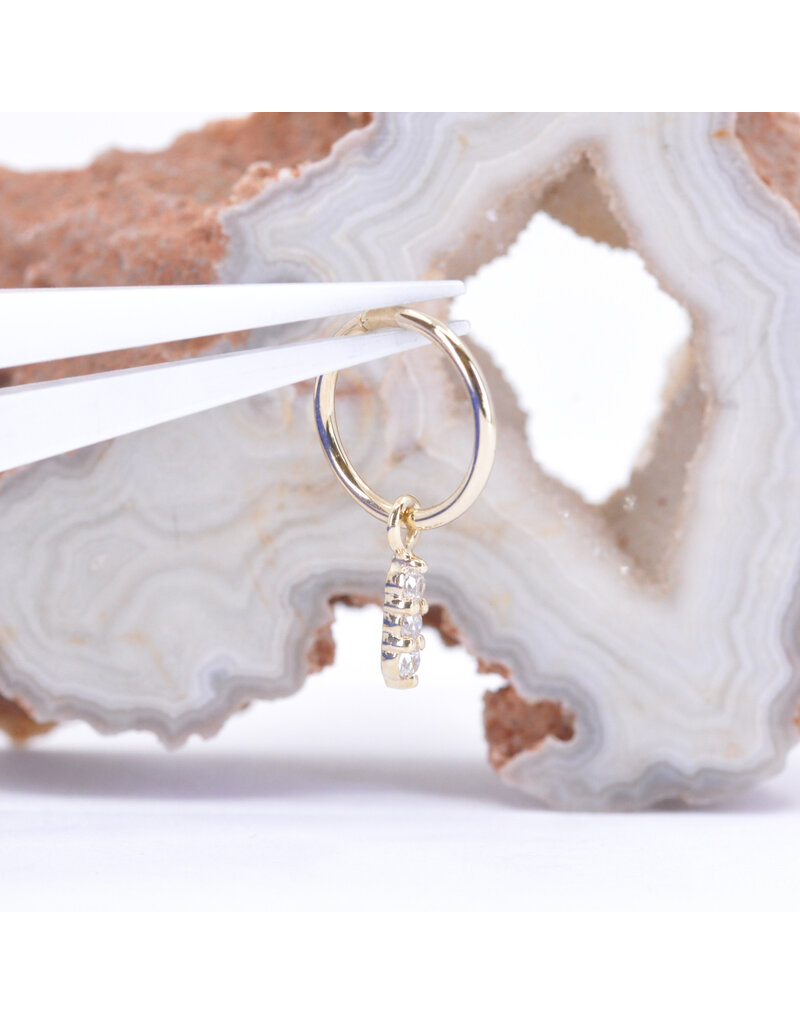 BVLA Linear Tri Prong Charms with CZ in 14k Gold by BVLA