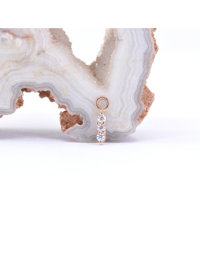 BVLA Linear Tri Prong Charms with CZ in 14k Gold by BVLA