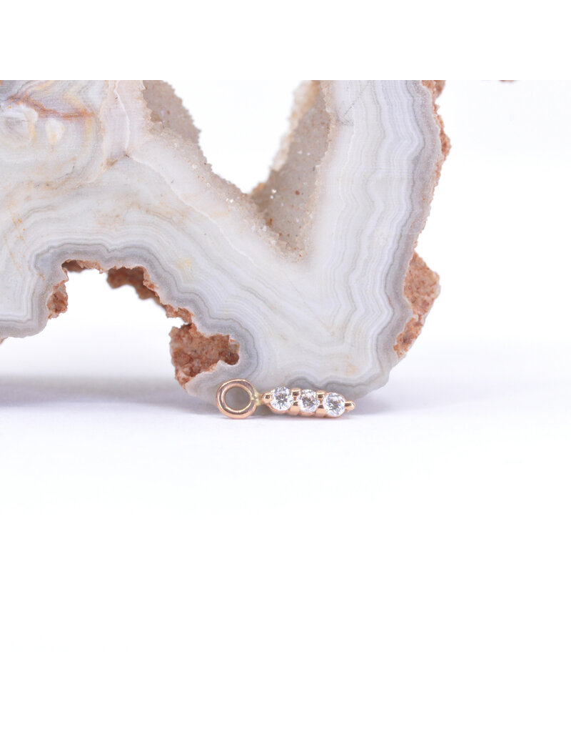 BVLA Linear Tri Prong Charms with CZ in 14k Gold by BVLA