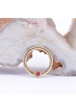 BVLA 16g Fixed Bezel Seam Rings with 2mm Padparadscha Sapphire in 14k Yellow Gold by BVLA!