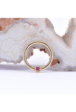 BVLA 16g Fixed Bezel Seam Rings with 2mm Padparadscha Sapphire in 14k Yellow Gold by BVLA!