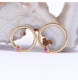 BVLA Padparadscha Sapphire Yellow Gold 16g Fixed Bezel Seam Rings by BVLA