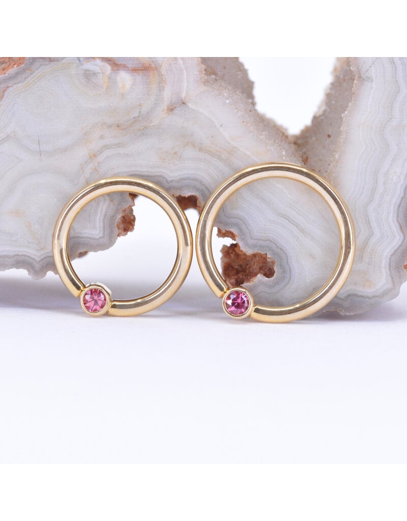 BVLA 16g Fixed Bezel Seam Rings with 2mm Padparadscha Sapphire in 14k Yellow Gold by BVLA!