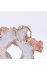 BVLA 16g Fixed Bezel Seam Rings with 2mm Padparadscha Sapphire in 14k Yellow Gold by BVLA!