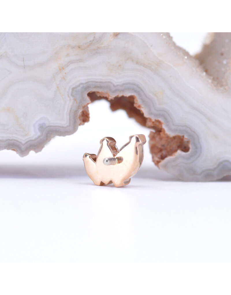 BVLA French Kiss with CZ 16g Threaded Ends in 14k Gold