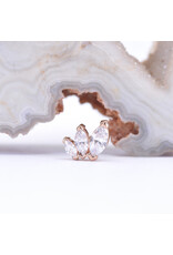 BVLA French Kiss with CZ 16g Threaded Ends in 14k Gold