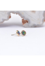 BVLA 3mm Cup with Gilson Black Opal in 14k Yellow Gold Threadless Ends