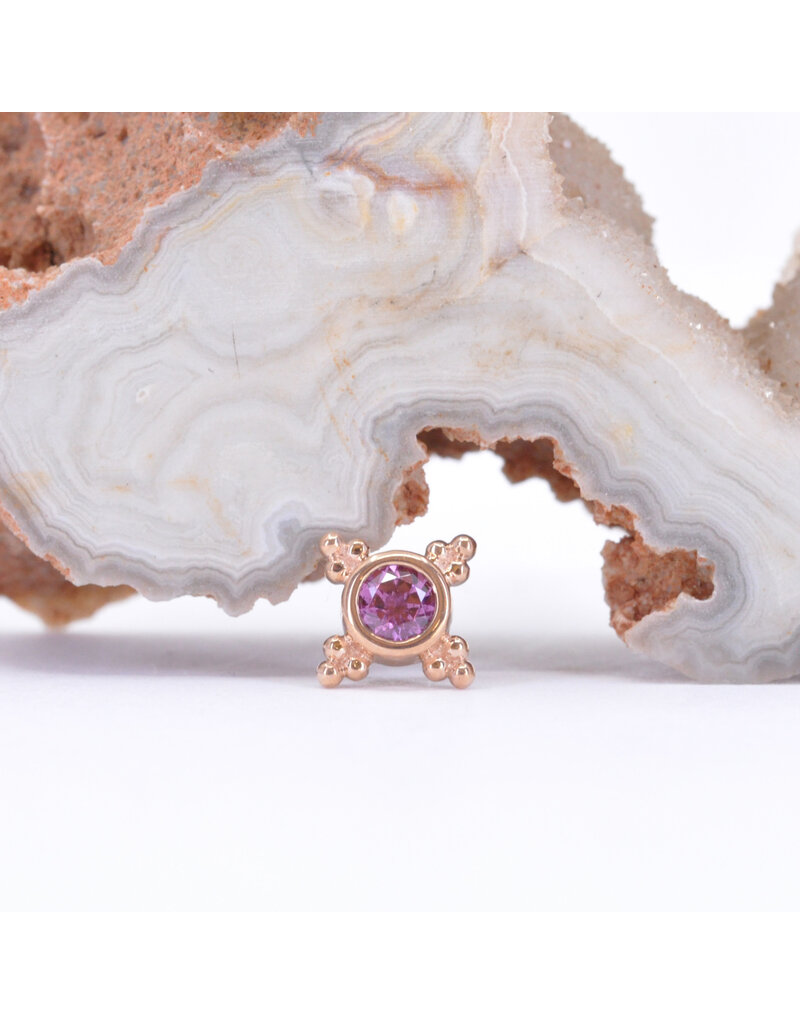BVLA 6mm Mini Kandy with Rhodolite Garnet in 14k Rose Gold 16g Threaded Ends by BVLA!