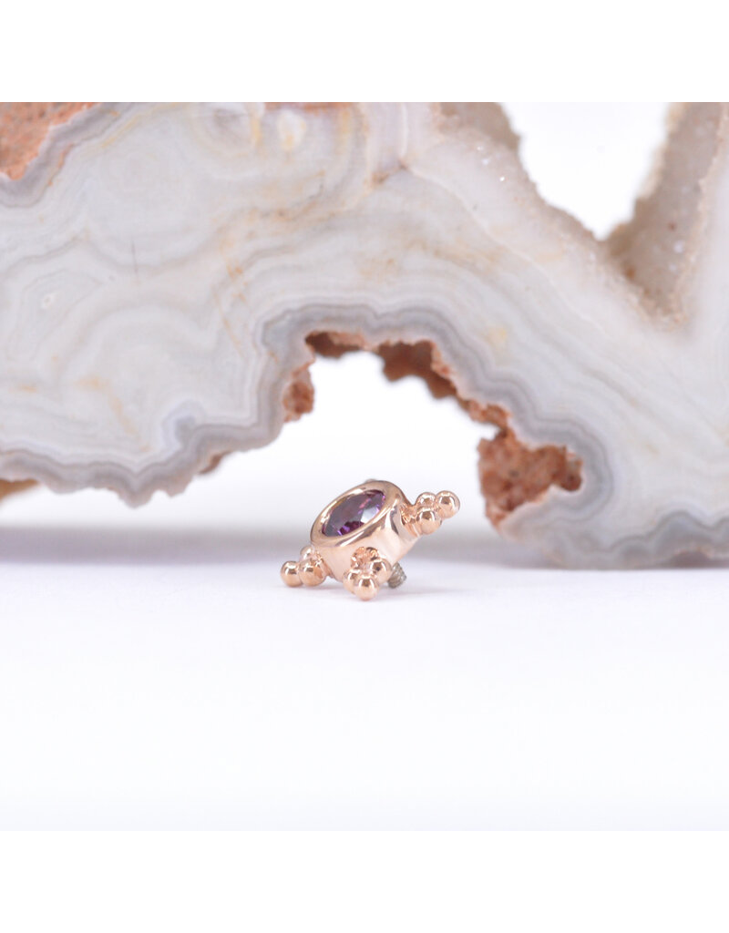 BVLA 6mm Mini Kandy with Rhodolite Garnet in 14k Rose Gold 16g Threaded Ends by BVLA!