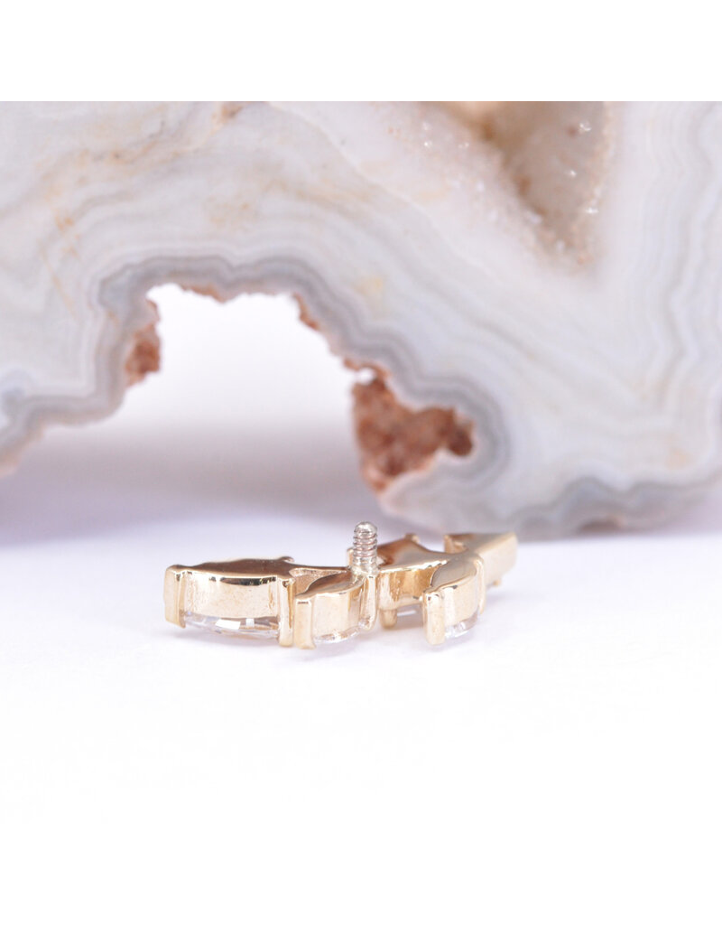 BVLA Left Facing Jasmine with CZ in 14k Yellow Gold 16g Threaded End by BVLA!