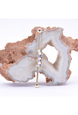 BVLA Small Madison Industrial 16g 1 1/4" with 1/8" balls in 14k Yellow Gold with Grey Sapphire and Champagne Sapphire Baguettes by BVLA!