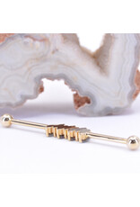 BVLA Small Madison Industrial 16g 1 1/4" with 1/8" balls in 14k Yellow Gold with Grey Sapphire and Champagne Sapphire Baguettes by BVLA!