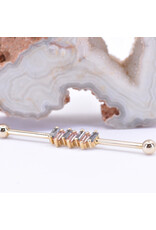 BVLA Small Madison Industrial 16g 1 1/4" with 1/8" balls in 14k Yellow Gold with Grey Sapphire and Champagne Sapphire Baguettes by BVLA!