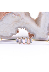 BVLA Small Madison Industrial 16g 1 1/4" with 1/8" balls in 14k Yellow Gold with Grey Sapphire and Champagne Sapphire Baguettes by BVLA!