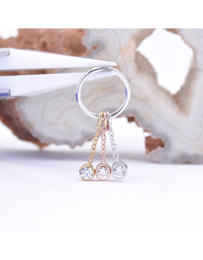 BVLA 2.5mm Bezel Dangle Charm on 6mm Delicate Chain with CZ in 14k Gold by BVLA