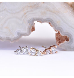 BVLA Jeanie 2 CZ 14k Gold Threadless Ends by BVLA