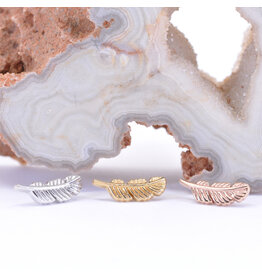BVLA Feather 14k Gold 16g Threaded Ends