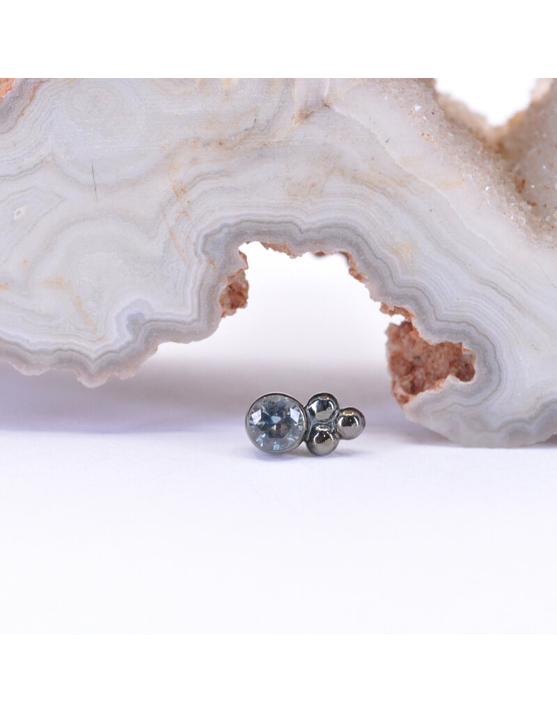 BVLA 2.5mm Beaded Bezel with Polar Sapphire in Rhodium Plated 14k Gold Threadless End by BVLA!
