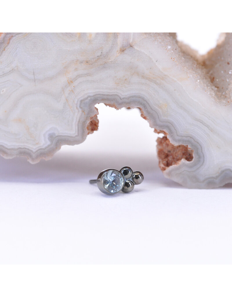 BVLA 2.5mm Beaded Bezel with Polar Sapphire in Rhodium Plated 14k Gold Threadless End by BVLA!