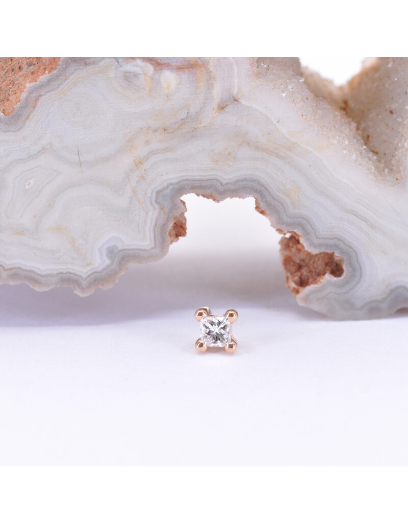 BVLA Princess Cut Prong with Genuine Diamond or CZ in 14k Gold Threadless Ends by BVLA!