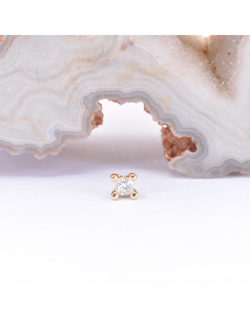 BVLA Princess Cut Prong with Genuine Diamond or CZ in 14k Gold Threadless Ends by BVLA!