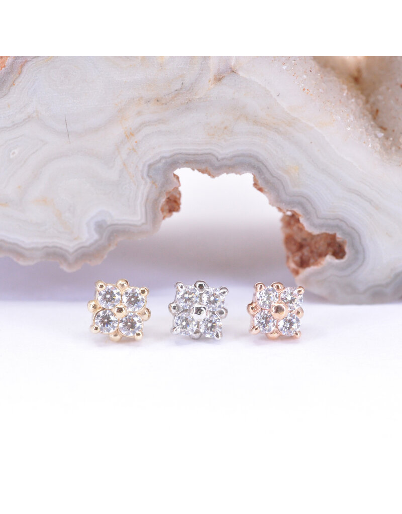 BVLA 4mm Reema with CZ in 14k Gold Threadless Ends by BVLA!